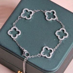 Silver Diamond Clover Bracelet